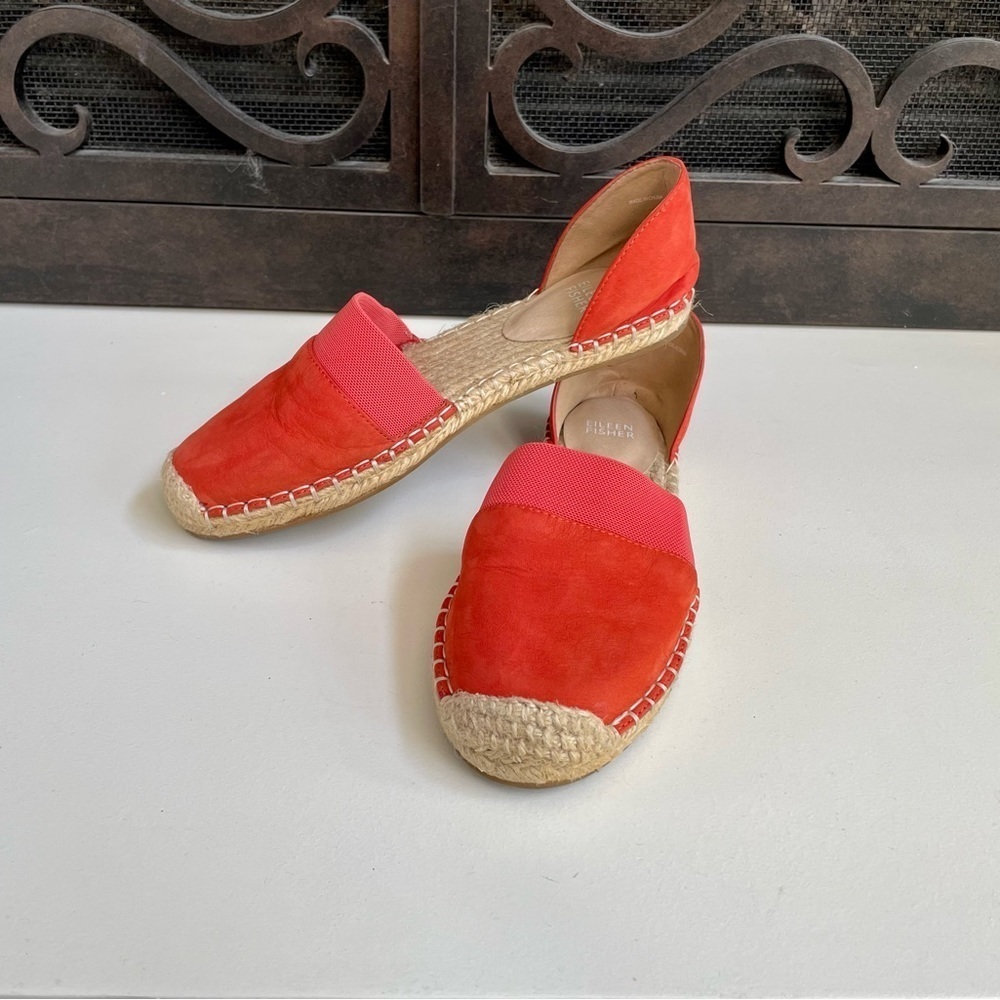Eileen Fisher Red Suede Espadrille Flats